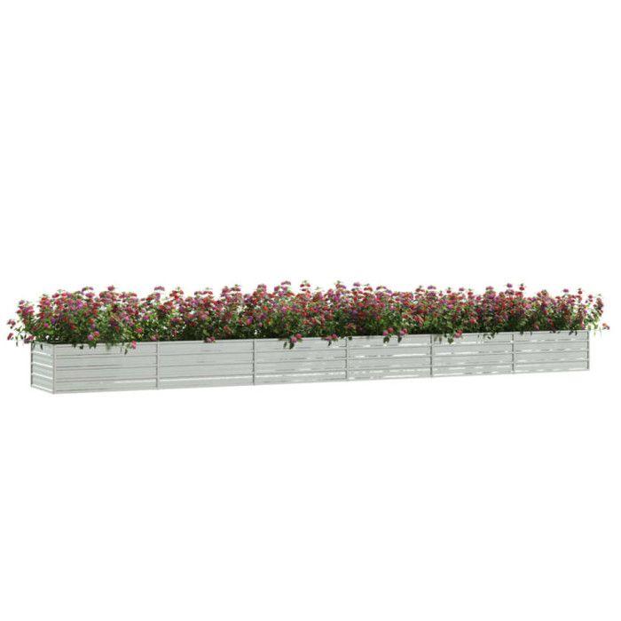 VidaXL Lit Surélevé de Jardin Jardinière Bac à Fleurs Pot de Plantes Lit de Plantation Balcon Extérieur 600x80x45 cm Acier 316903