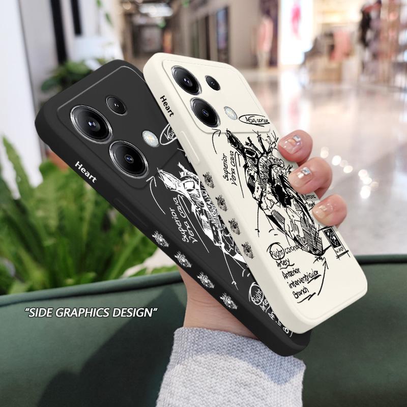 Schets Hart Telefoonhoesje Voor Xiaomi Poco X6 F6 M6 M5 M5S F5 X5 F4 X4 M4 F3 M3 X3 Pro 4G 5G GT Siliconen Cover