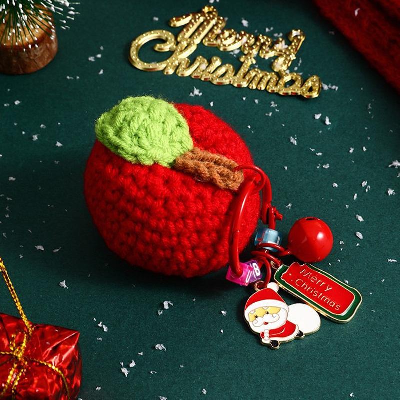 1PC Christmas Keychain New Year Gifts Santa Glove Handmade Doll Ornament Hanging Bag Ornament Crochet Wreath & Hat