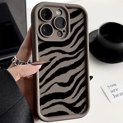 Zebra-Stripe Case For iPhone 16 Pro Max 15 Pro 14 Plus 13 12 11 Xr Xs X 8 7 Shockproof Tpu Soft Lens Protection Case Cover