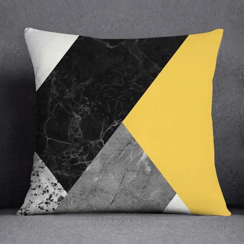

Домашний Декор Синий Желтый Геометрический Узор Декоративная Наволочка Офис Чехол для Подушки Диван 66x66cm
