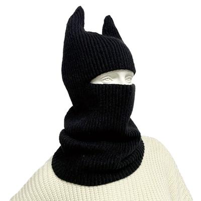 Unisex Devil Horns Creative Knitted Hats Men Winter Warm Full Face Cover Windproof Balaclava Hat Outdoor Women Ski Mask Cap