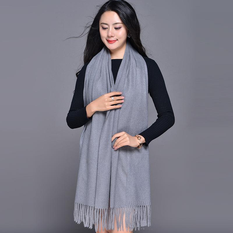 

70 * 200 см осень и зима новый женский однотонный универсальный простой кисточкой имитация кашемира двухсторонний шарф теплый шарф атмосфера шаль 200*70cm