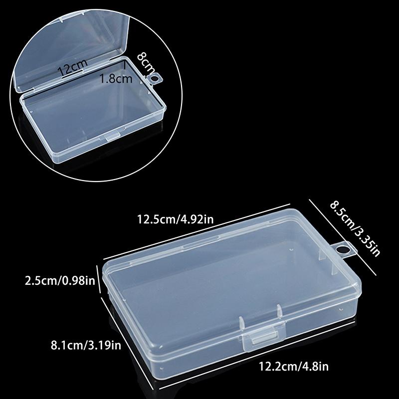 10Pcs Rectangular Transparent Plastic Box Jewelry Card Stationery Storage Box Small Item Storage Box