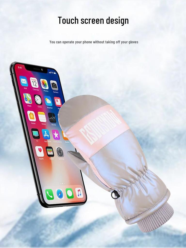 2024 Women's Waterproof Ski Mittens, Fleece-Lined, Warm & Cute, Fingerless for Cycling & Snowboarding