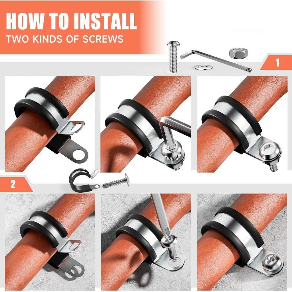 24PCS Stainless Steel Cable Clamp Rubber Cushioned Wire Management  Automotive Marine Industrial