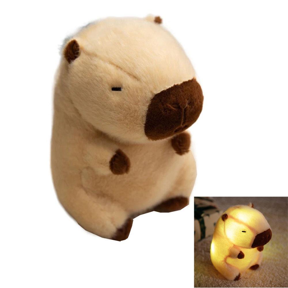 

Светодиодная игрушка капибара с мягким светом, мягкая на ощупь, мультяшная кукла капибара, домашний декор коричневый