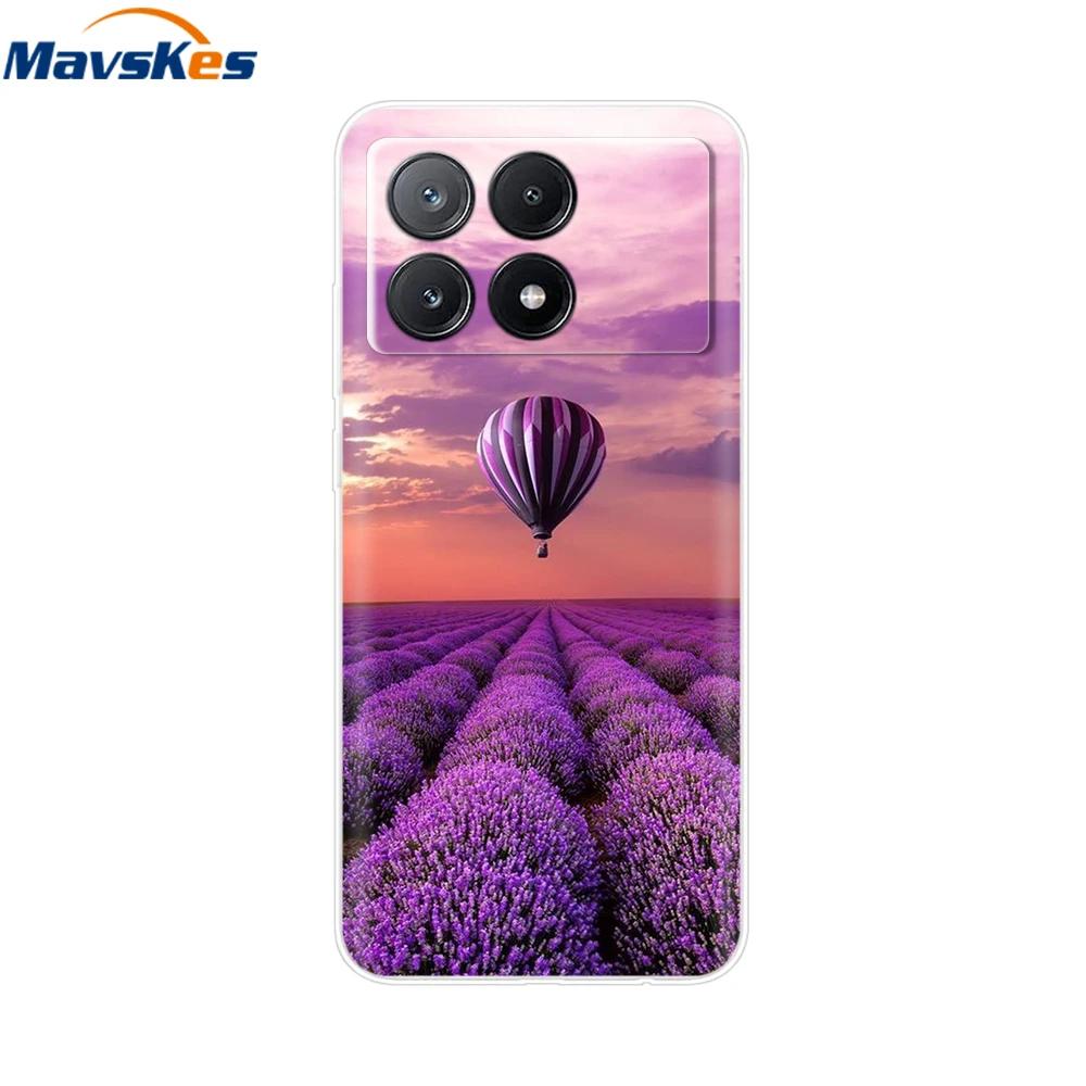 For Xiaomi Poco X6 Pro Case TPU Soft Painted Phone Cases For Xiomi Poco X6 PocoX6 Pro 5G Silicone Cover Flower Fundas Protective