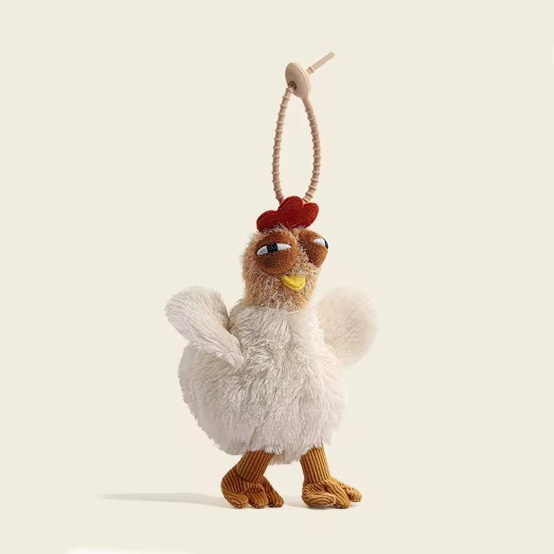 Jouets Peluches Forme Poulet Moche Poule Peluche Sac à Main Mignon Pendentif Poulet Porte-clés Poupée Sacoche Portefeuille pour Femmes Pantoufles Maison