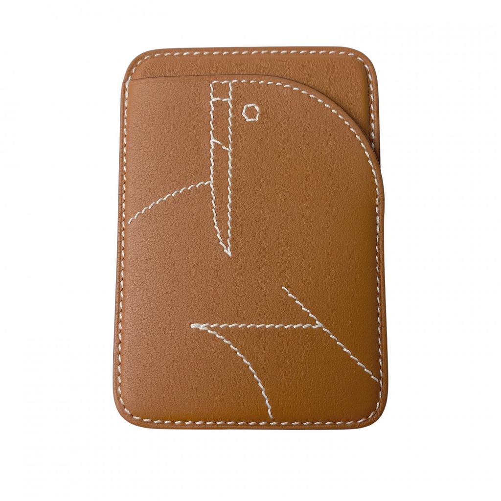 Used HERMESPass Case Brown Leather Women