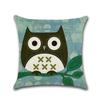 Cute Cartoon Owl Pattern Cushion Cover Owl Cotton Linen Decorative Pillowcase Pillow Case For Sofa Car Home Accessories Almohada