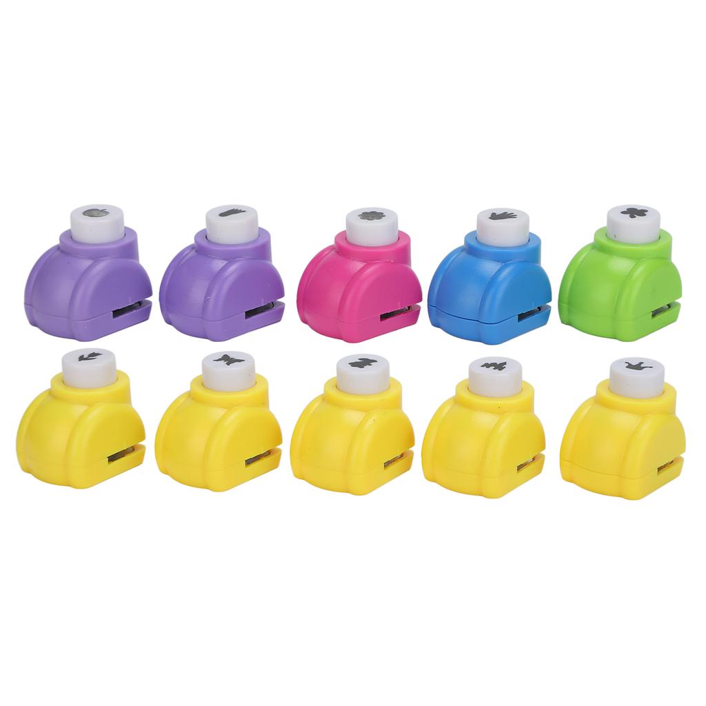 10pcs Holes Punchers Different Patterns Easy Operation Portable Punch Craft Set for DIY Crafts Cards