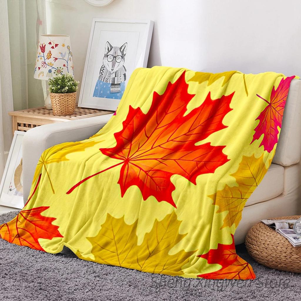 Büffelkaros Ahorn Flanell Decke Weiche Überwurfdecke Blätter Eicheln Kürbisse Libelle Schmetterling Sofa Bett Dekor Halloween Geschenke