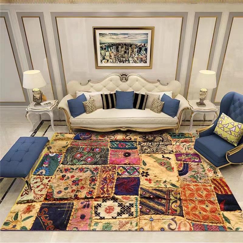 Modern Trendy Bohemian Living Room Rug, Teenage Aesthetic Room Decor Furry Large Rug, Kitchen Bathroom Non-slip Floor Mat