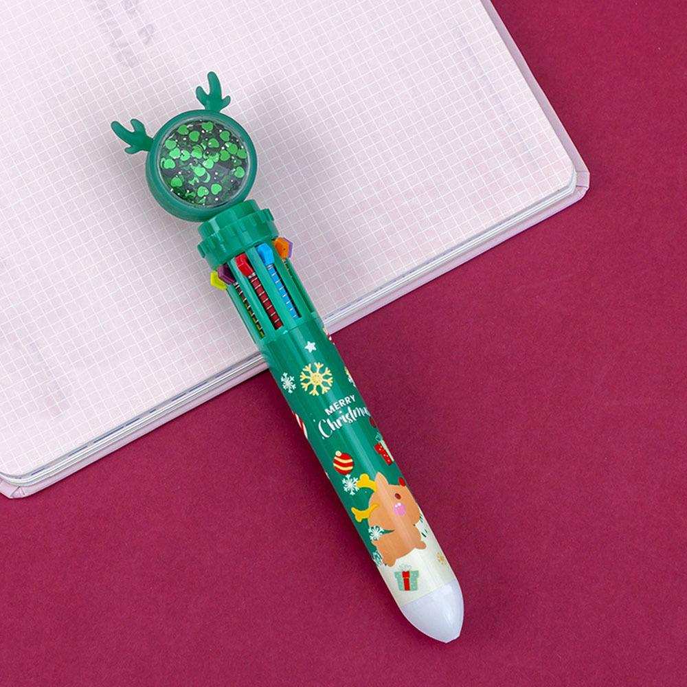 1 Piece Cute Ballpoint Pen Press Cartoon Reindeer Grandfather Multicolor 10 In 1 Colors Stationery School Office Supplies