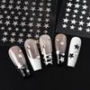3D Black Pink Stars Stickers for Nails Golden Silvery Stars Adhesive Nail Decals Autumn Winter Festival DIY Nail Art Accessories
