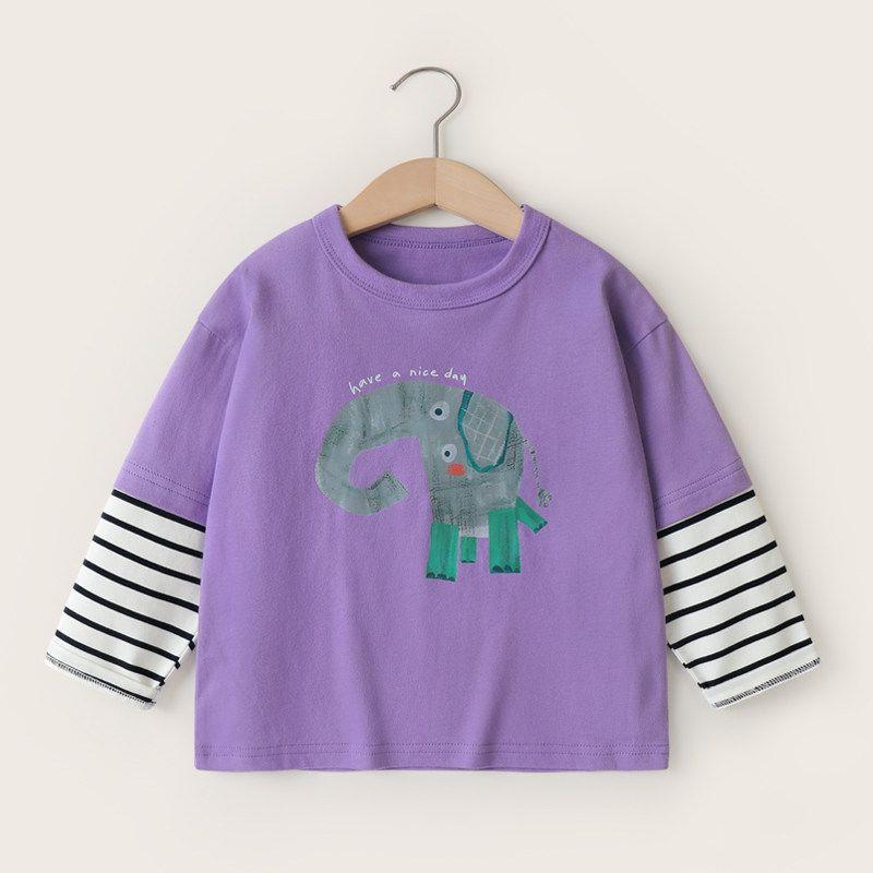 Long-Sleeved T-Shirt, Spring and Autumn Style, 2026 New Model, Children's Clothing, Spring Wear, Color-Blocking Children's Clothing, Base Layer Shirt