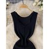 Sexy Socialite Elegant Dress Women's Stylish V Neck Sleeveless Silm Slim Looking Mid-Length Knitted Skirt Mermaid Dress