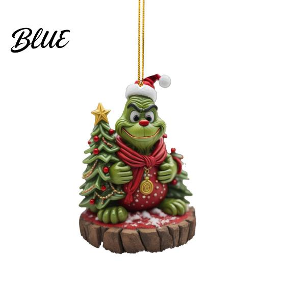 Acrylic Christmas Ornament Green Hair Elf Decoration Reusable Holiday Decor Xmas Tree Car Rearview Mirror Hanging Pendant Party Supplies Gift Durable