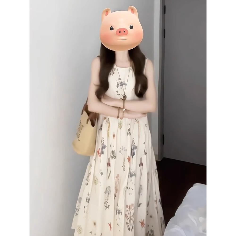 

Retro Floral Sleeveless Maxi Dress - Women s Summer Casual XL (for 55-60 kg)