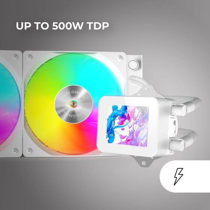 Refroidissement liquide aio - mars gaming - ml-vision240 - écran lcd 4:3 - 2x ventilateurs argb - tdp 500w