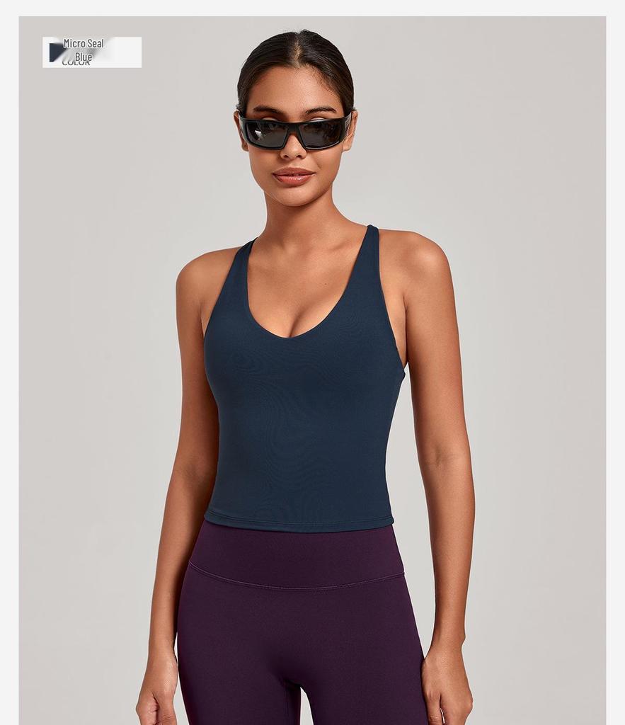 Cross-Strap Quick-Dry Yoga Vest: Versatile Running Sports Top with Stylish Back Design