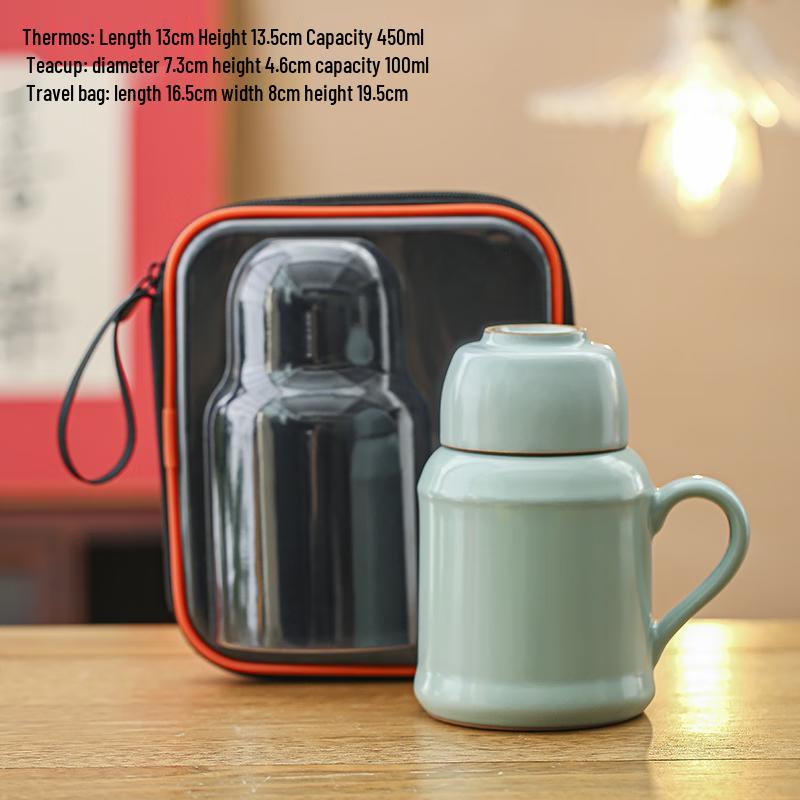Haofeng Retro Ru Kiln Ceramic Tea Set One Pot, One Cup + Transparent Bag