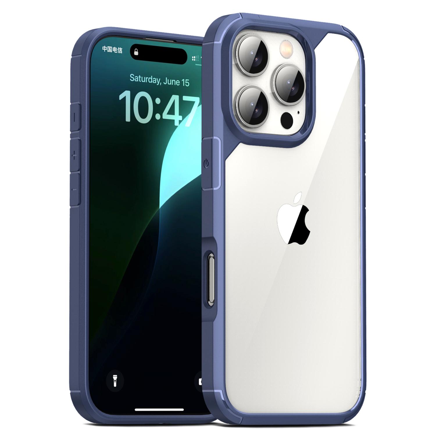 

Defense Armor Series for iPhone 16 Pro Case Anti-Scratch TPU+PC Clear Back Shell Blue