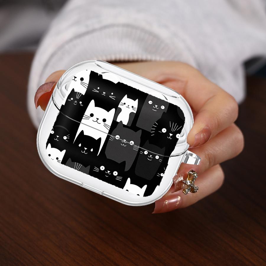 Cute Cat Lovely Clear Earphone Cases Cover With Hook Case For Samsung Galaxy Buds 3 FE 2Pro 4 Pro 4Pro 3Pro Live 2