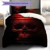 Red and Black Skull Pattern Bedding Quilt Set Home Decoration Gift (1 * Duvet Cover + 2 * Pillowcase, Without Core)