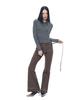 HALF DEVIL US Metallic Pearl Belted Bootcut Pants_Brown