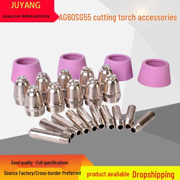 AG60 Electrode Nozzle & SG55 Cutting Tip for LGK60 Plasma Cutting Torch with AG60 CNC Straight Handle