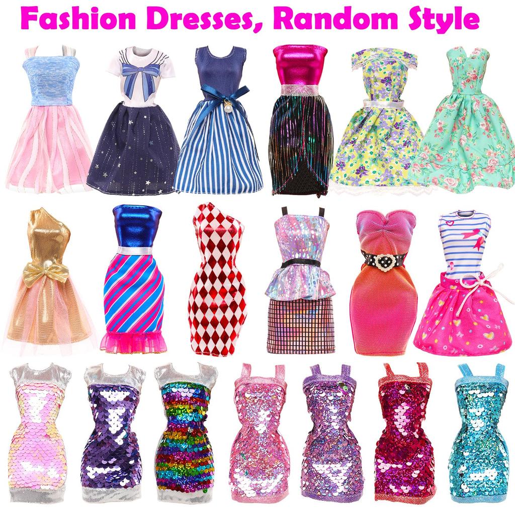 Barwawa Doll Clothes, 30cm Doll Clothes, Doll Dresses, 52 Sets = 3 Outfits + 14 Dresses + 3 Swimsuits + 10 Pairs of Shoes + 22 Accessories Including C