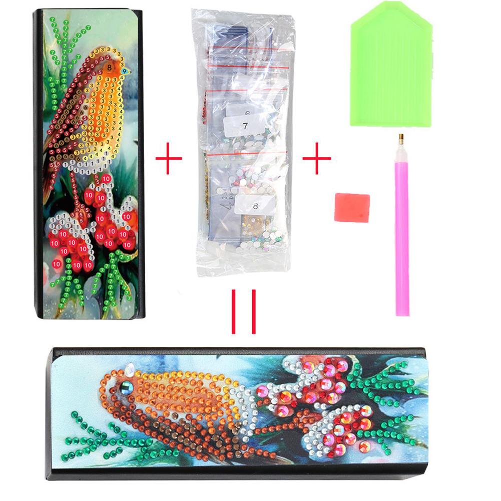 DIY Diamantové malování Kožená krabička na brýle na krátkozrakost Květinové zvířecí mozaikové sady Kreslení obrázků Ručně vyrobená sada Pouzdro na sluneční brýle