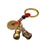 Brass Pixiu Keychain with Five Emperor Coins - Auspicious Clouds Pendant & Personalized Car Ornament Handicraft.