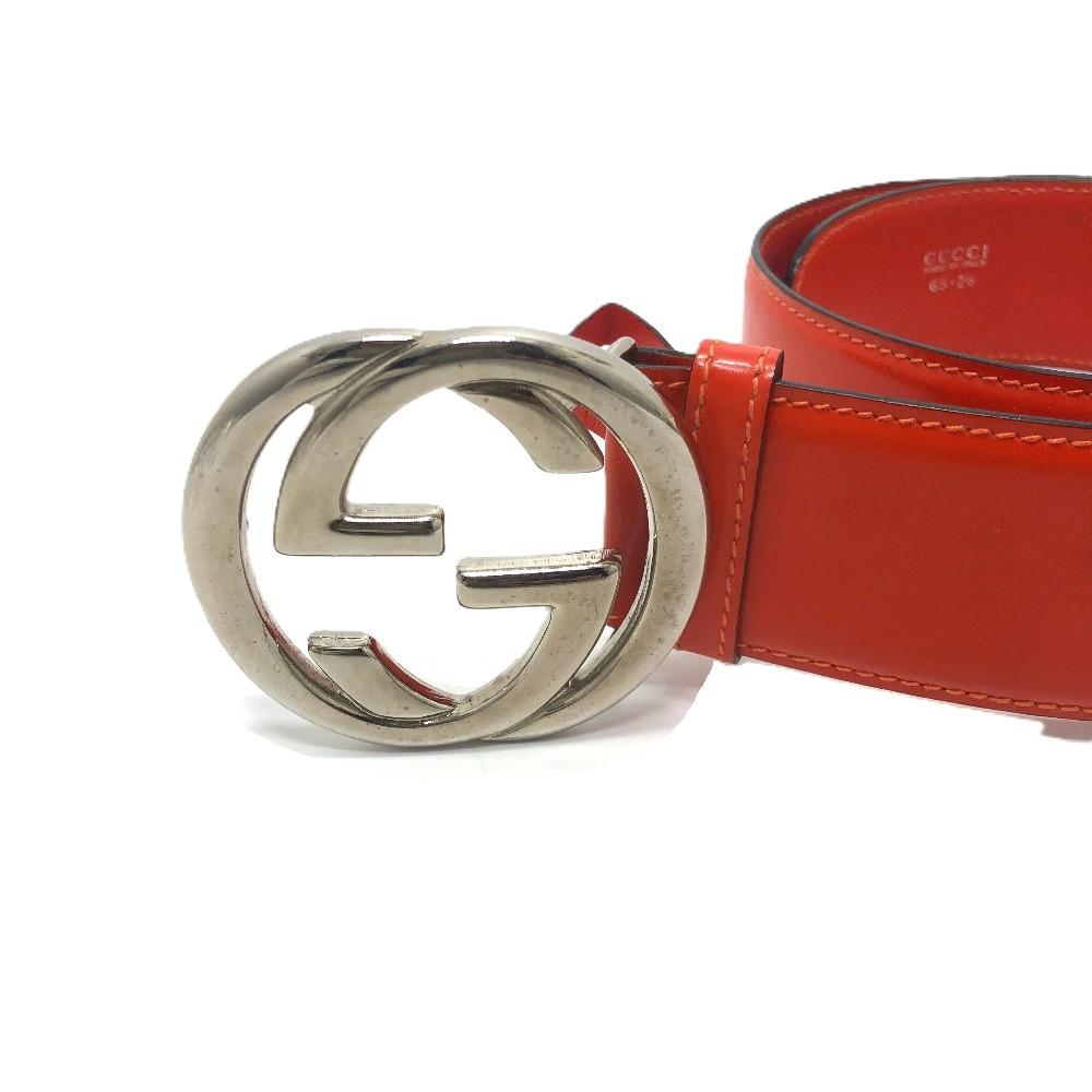 GUCCI 032 194 0979 GG logo Waist belts belt Leather Orange/SilverHardware