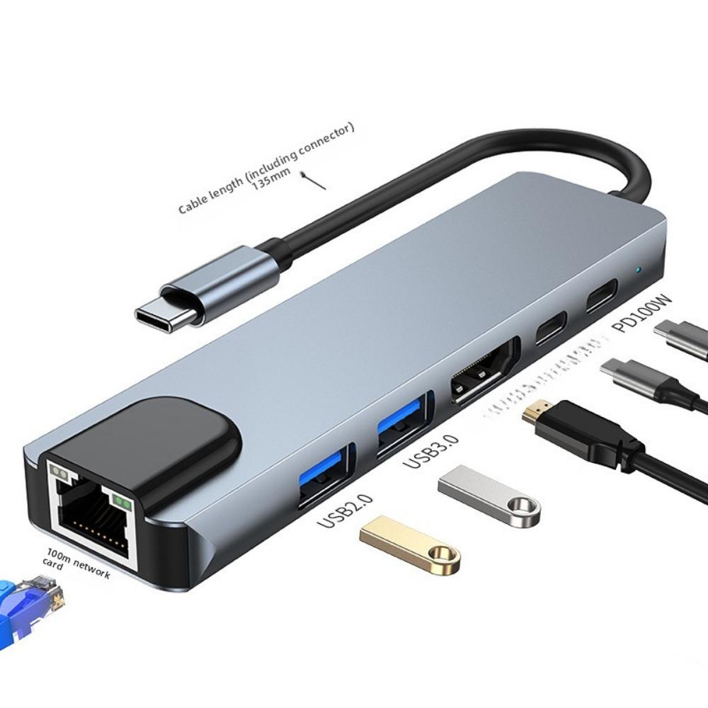 6-in-1 USB C Hub with Gigabit Ethernet USB 30 Adapter for MacBook Pro Air Type C Laptop Docking Station