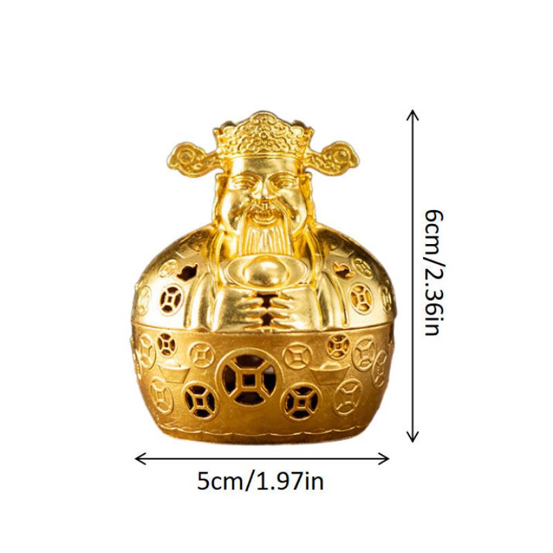 Lucky Wealth Cat Incense Burner Golden Feng Shui Good Luck Home/Office Decor With Prosperity Symbols Meditation Accessory