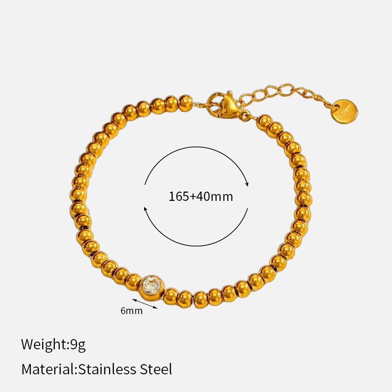 

18K Gold Beaded Diamond Inlaid Titanium Steel Bracelet For Women Luxury Premium Stainless Steel Jewelry Tarnish Free 1