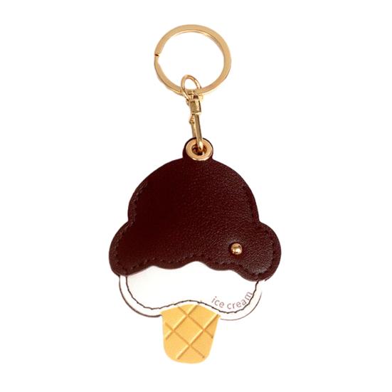 

Keychain Pendant Imitation Leather Ice Cream Shape Bag Charm Access Control Card Holder Backpack Accessory