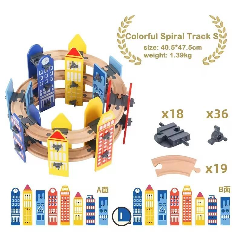 New Colorful Spiral Wooden Tracks All Kinds Railway Bridge Piers fit for Brand Wooden Train Tracks Toys for Children Gift
