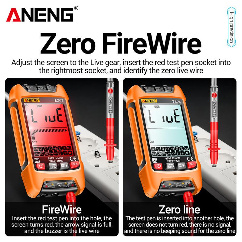 ANENG SZ02 Smart Digital Multimeter 9999 Counts True RMS Auto Electrical Capacitance Meter Temp Resistance Transistor Testers