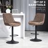 Set of Two Faux Leather Retro Bar Stools - Brown