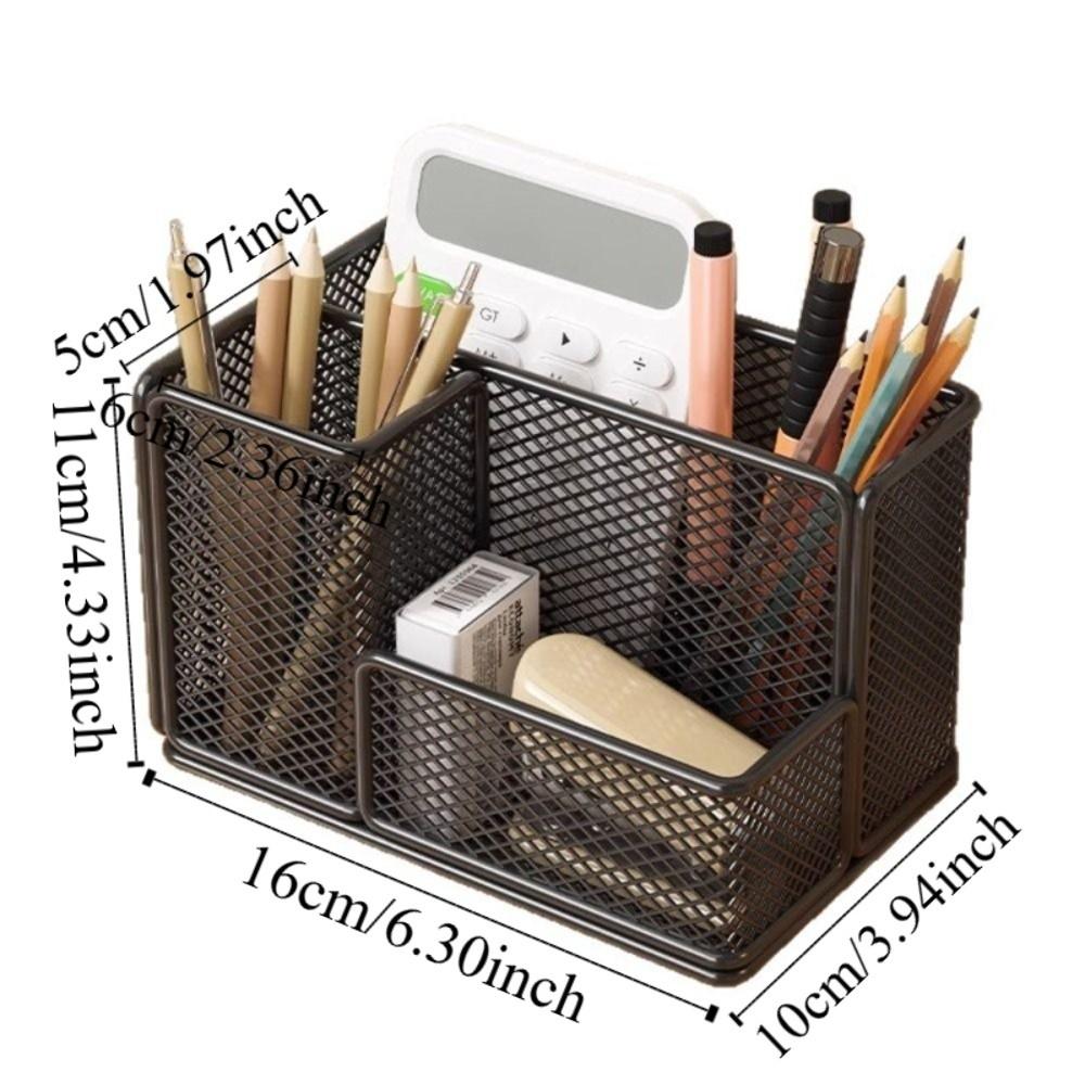 Metal Mesh Desktop Pen Holder Carbon Steel Stationery Storage Rack Mesh Desk Organizer  Desktop Use
