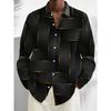 Fashion Casual Vintage Geometric Print Men's Plus Size Button- Long Sleeve Shirt, PLUS SIZE