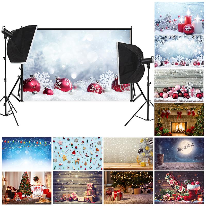 Christmas Photography Backdrop Vinyl Winter Snow Tree Fireplace Photo Background for Holiday Party Studio Kids Portrait Decoration