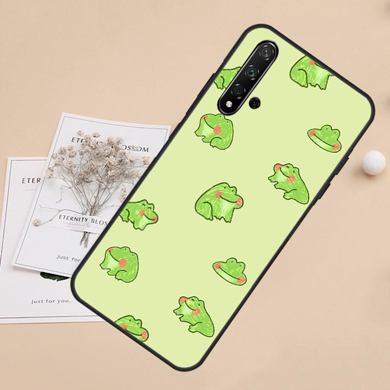 Cute Green Frog For Huawei Nova Y91 Y61 Y60 Y70 Y72 Y73 Y90 9 10 SE 7i 8i 11i 12i P30 P40 Lite P60 Pro Case