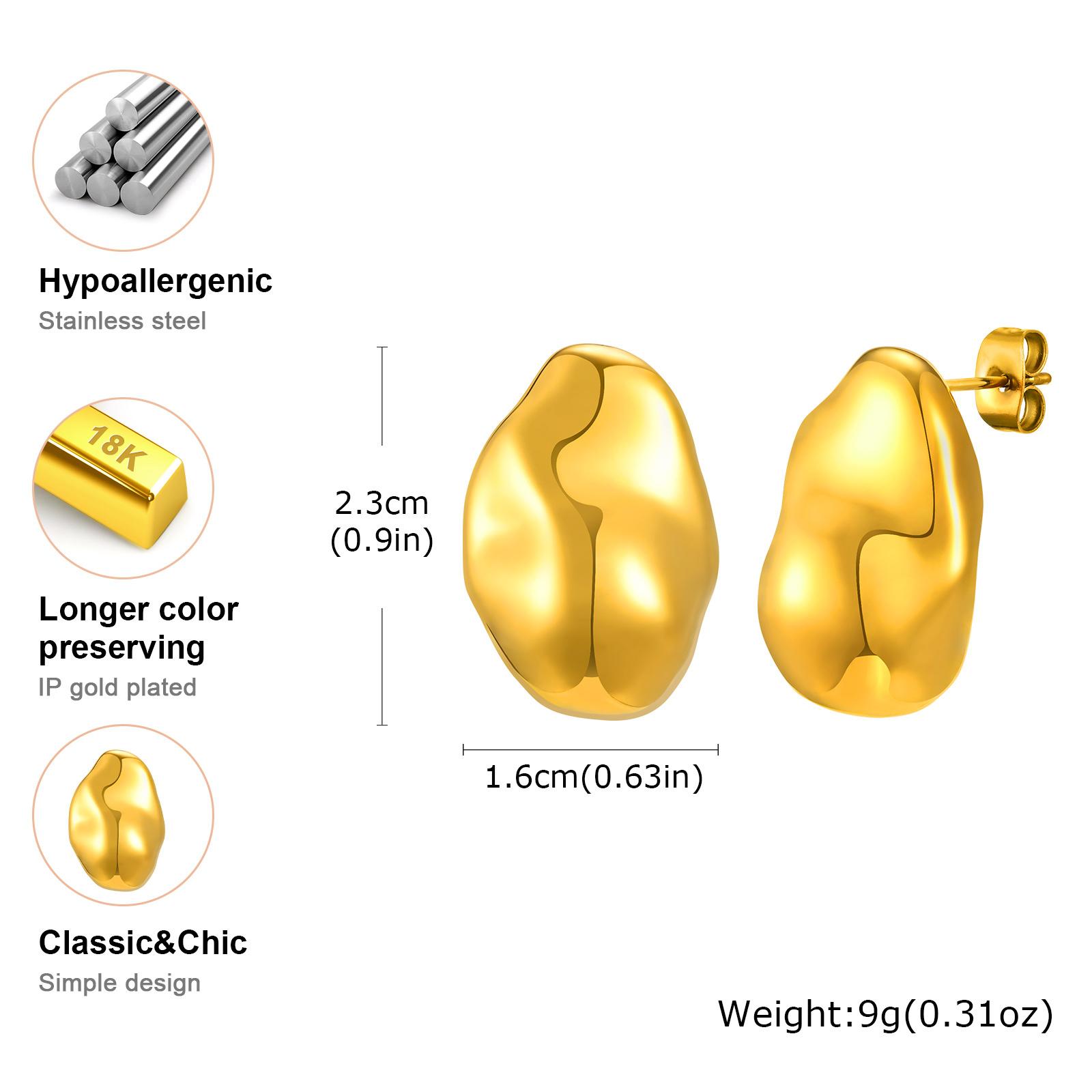 Vnox Stainless Steel 3D Irregular Ball Pendant Simple Smooth Women Necklace And Earring Set Jewelry Accessories Party Gift