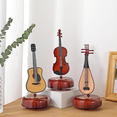 Europäischer Stil Drehende Spieluhr: Gitarren- & Geigen-Ornament - Perfektes Geburtstags- oder Paar-Feiertagsgeschenk für das Wohnzimmer.