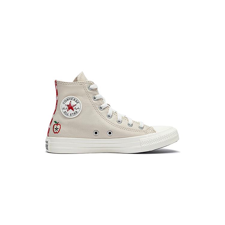 Converse Ctas Hi Embroidered Fashion Versatile Thick Sole High Top Canvas Shoes Kids Sneakers Khaki A13176C